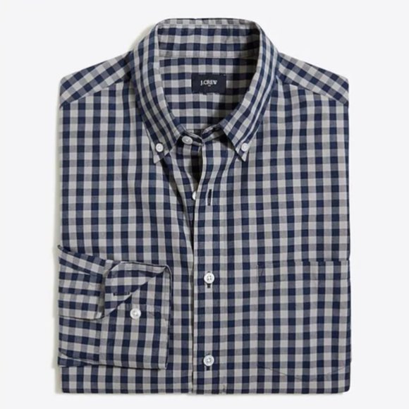 J. Crew Washed Shirt Two-Tone Gingham Check Plaid Broadcloth Button Down L - Picture 5 of 6
